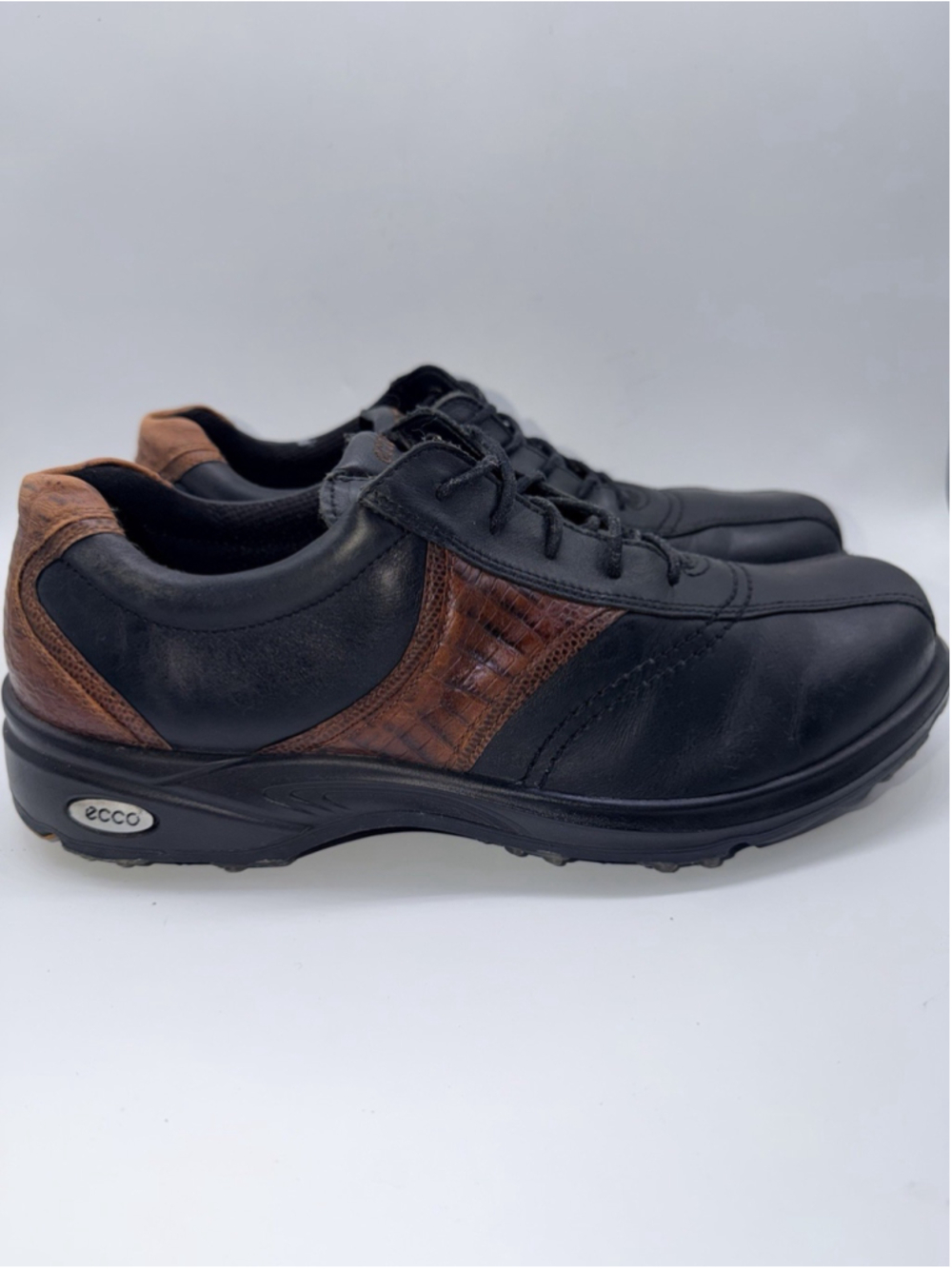 Ecco Men's Saddle Golf Shoes Lizard Leather Size EU 43 US9-9.5